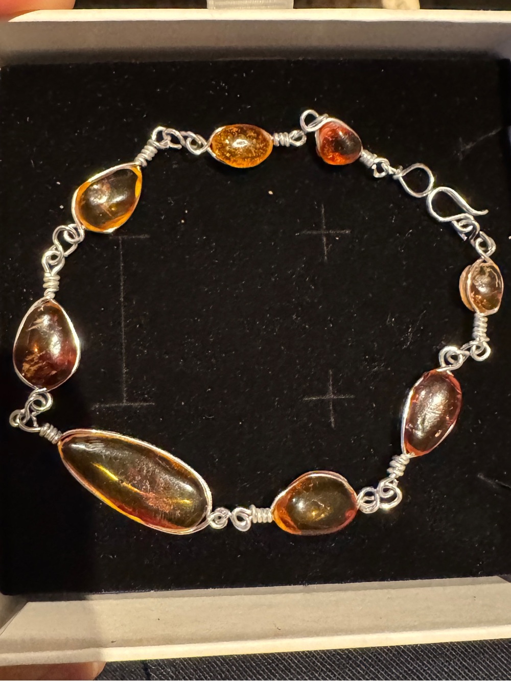 Genuine AMBER Teardrop Bracelet - Warm Honey Brown
